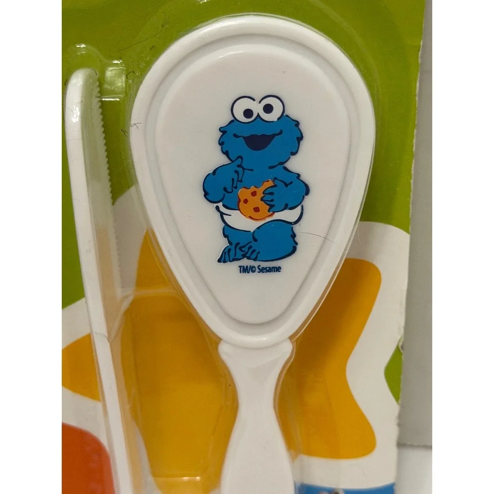 Sesame Beginnings Cookie Monster Baby Brush and Comb Set White SB98016 NIP